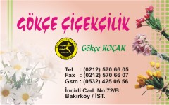 çiçek kartvizitleri, gökçe çiçekçilik