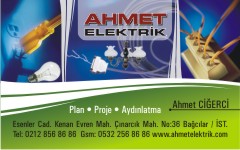 elektrik kartvizitleri, ahmet elektrik