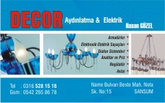 elektrik kartvizitleri, decor aydınlatma ve elektrik sistemleri