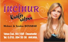 kuaför kartvizitleri, incinur kuaför salonu