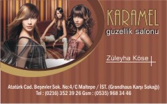kuaför kartvizitleri, karamel güzellik salonu