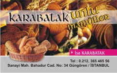 unlu mamülleri kartvizitleri, karabatak unlu mamülleri