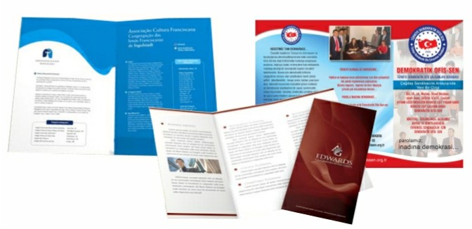 Parlak selefonlu broşürler